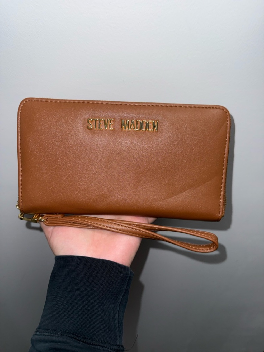 Steve Madden Cognac Zip Wallet Wristlet
